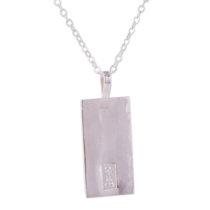 Window of Light Rectangular Gold Accent Silver Pendant Necklace from Peru