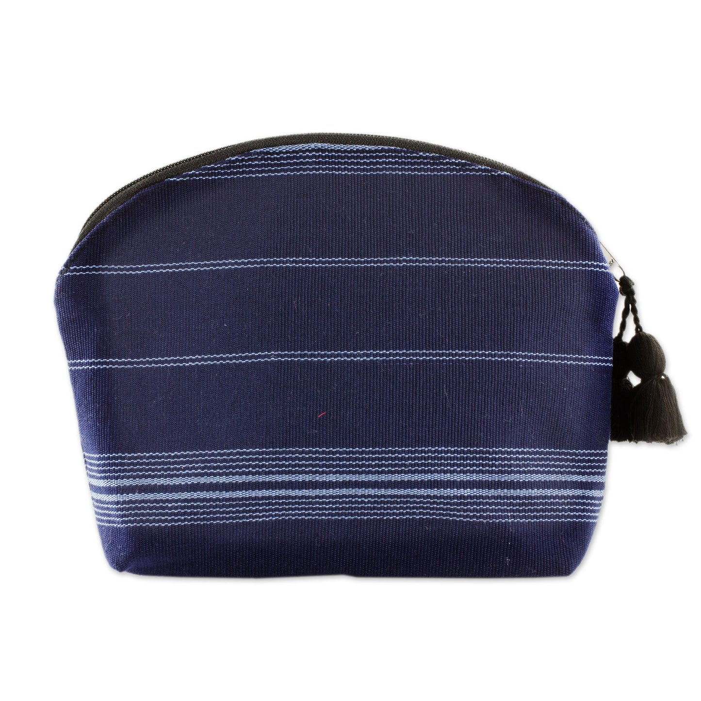 Tactic Stripes in Navy Handwoven Cotton Cosmetic Bag in Navy from Guatemala