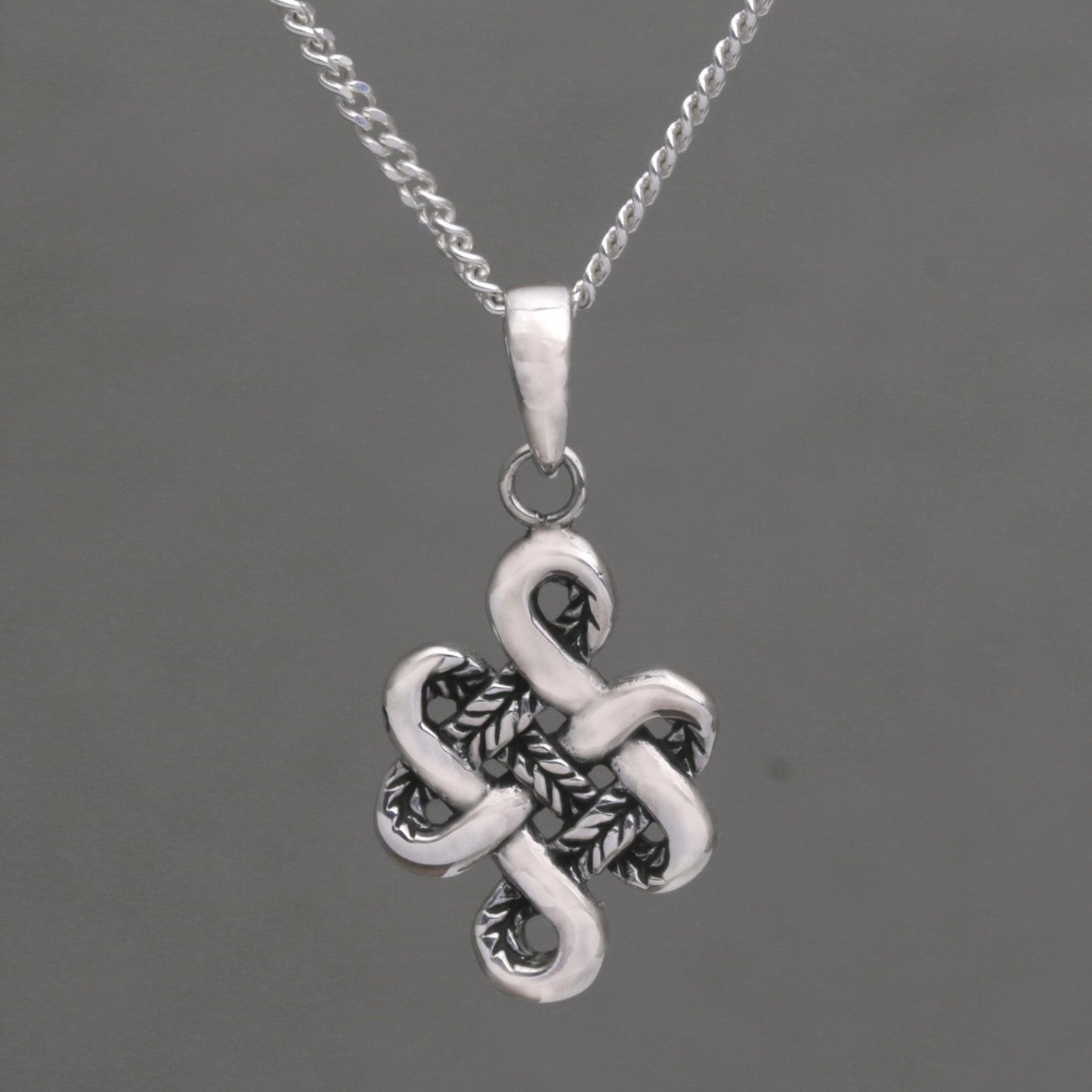 Life Knot Handmade in Bali 925 Sterling Silver Knot Pendant Necklace