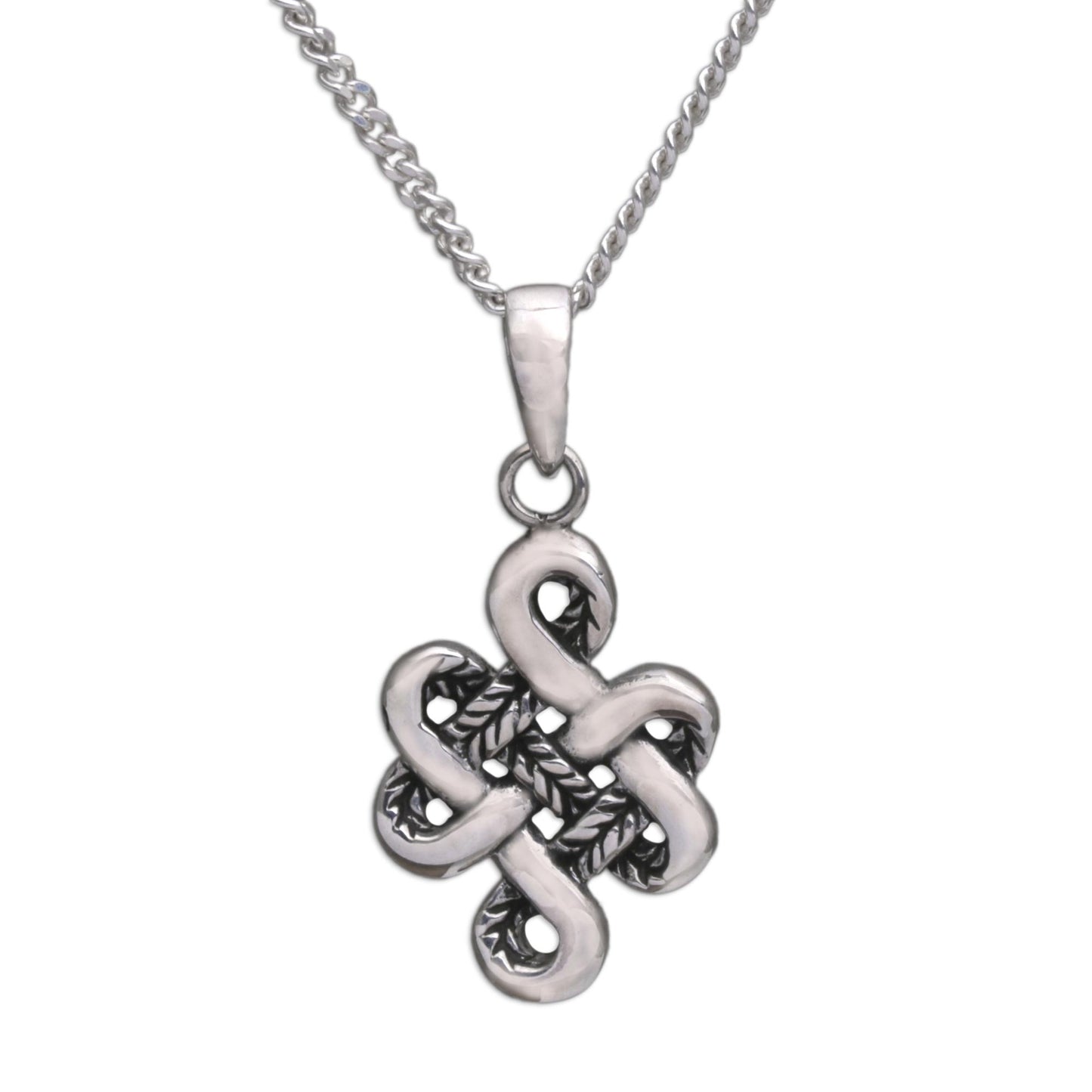 Life Knot Handmade in Bali 925 Sterling Silver Knot Pendant Necklace