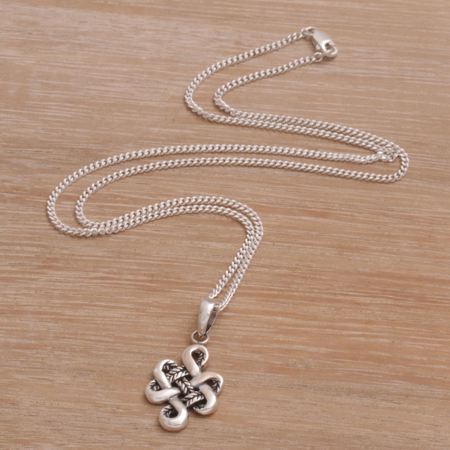 Life Knot Handmade in Bali 925 Sterling Silver Knot Pendant Necklace