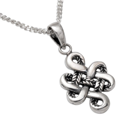 Life Knot Handmade in Bali 925 Sterling Silver Knot Pendant Necklace