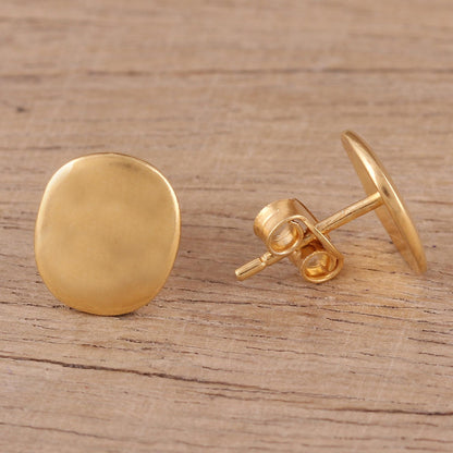 Vibrant Buttons Handmade 22k Gold Plated Sterling Silver Stud Earrings