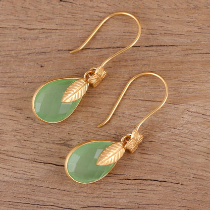 Garden Glory Handmade 22k Gold Plated Chalcedony Dangle Earrings