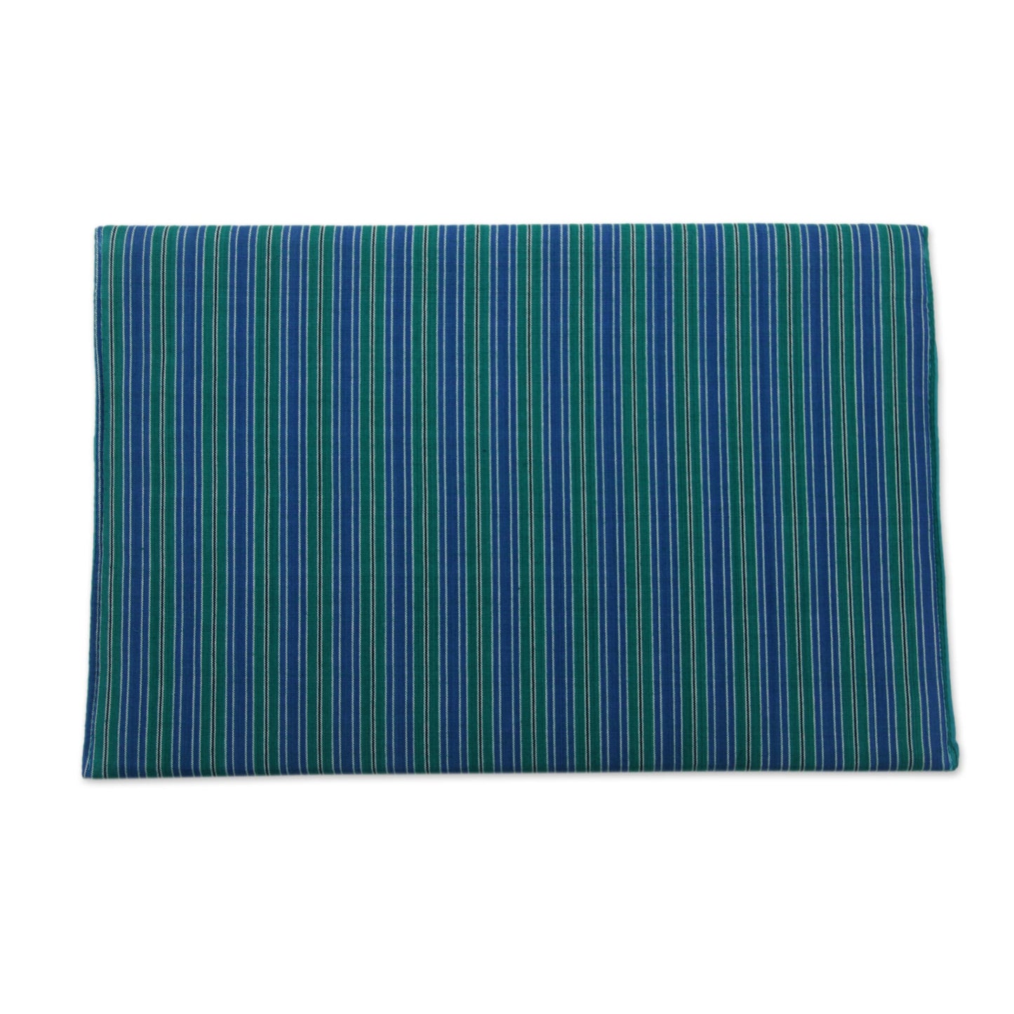 Lurik Guardian Teal' 100% Cotton Teal Green Striped Tablet Sleeve from Indonesia