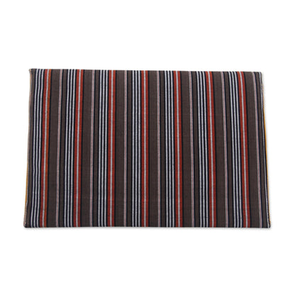 Lurik Guardian Brown 100% Cotton Brown Striped Tablet Sleeve from Indonesia