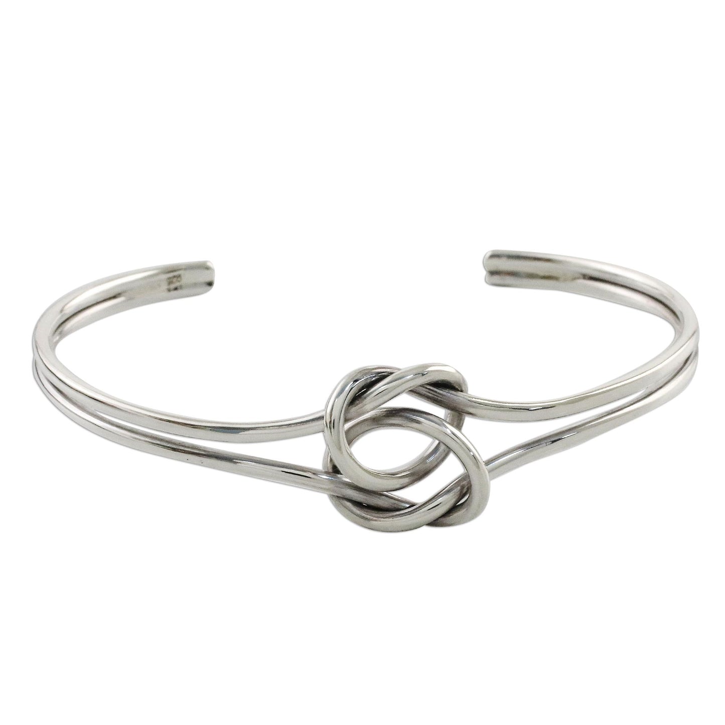 Happy Together Sterling Silver Wire Cuff Bracelet with Center Knot