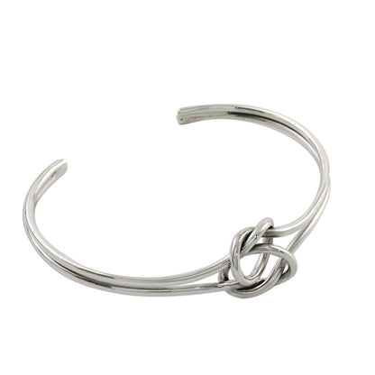 Happy Together Sterling Silver Wire Cuff Bracelet with Center Knot