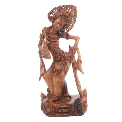 Janger Beauty Suar Wood Hand Carved Janger Dancer Sculpture