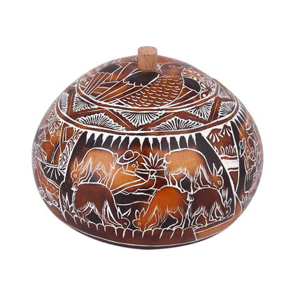 Harvest Festival Folk Art Gourd Jewelry Box