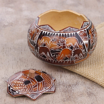 Harvest Festival Folk Art Gourd Jewelry Box