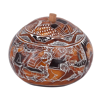 Harvest Festival Folk Art Gourd Jewelry Box