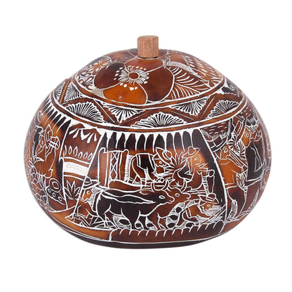 Harvest Festival Folk Art Gourd Jewelry Box