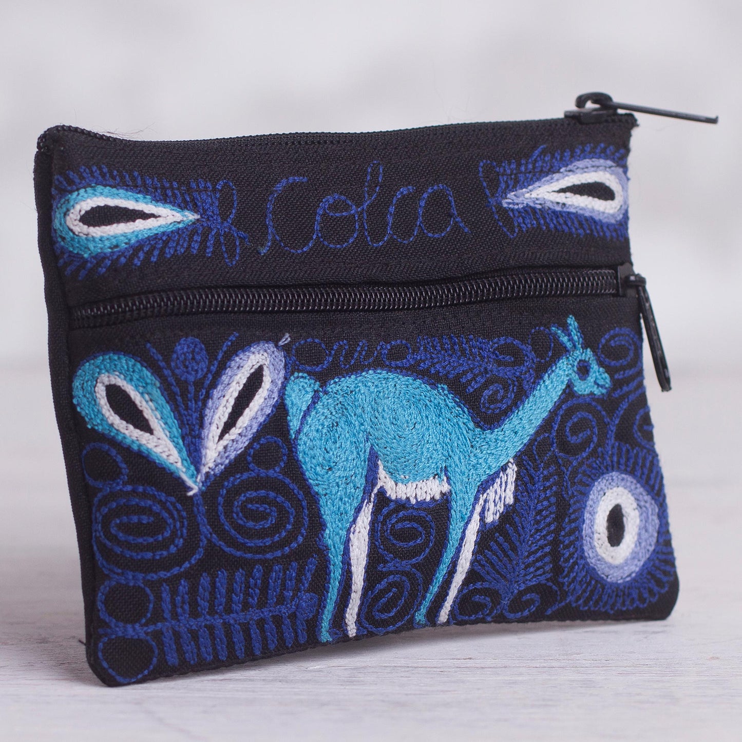 Colca Deer Deer-Themed Embroidered Coin Purse from Peru