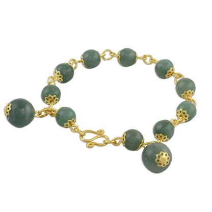 Jade Deluxe 18K Gold Plated Jade Link Bracelet with Hook Clasp