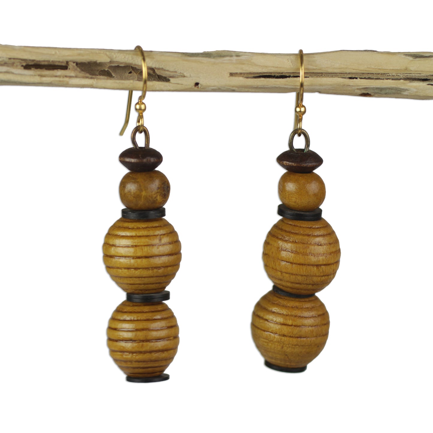 Good Nature Sese Wood and Recycled Plastic Earrings from Ghana