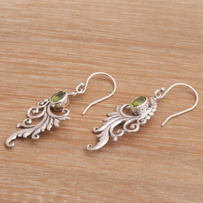 By the Wind Peridot and Sterling Silver Dangle Earrings from Bali