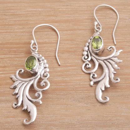 By the Wind Peridot and Sterling Silver Dangle Earrings from Bali