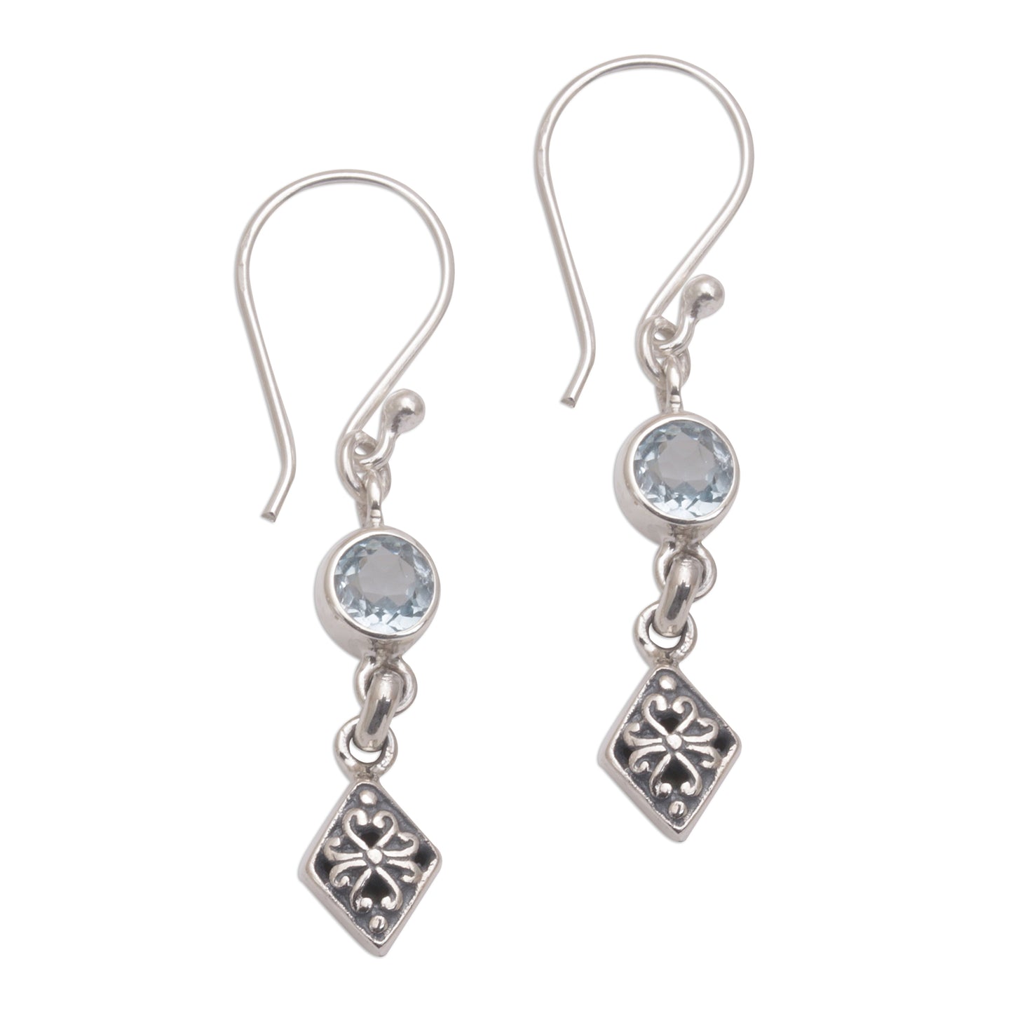 Sky Serenade Blue Topaz and Sterling Silver Dangle Earrings from Bali