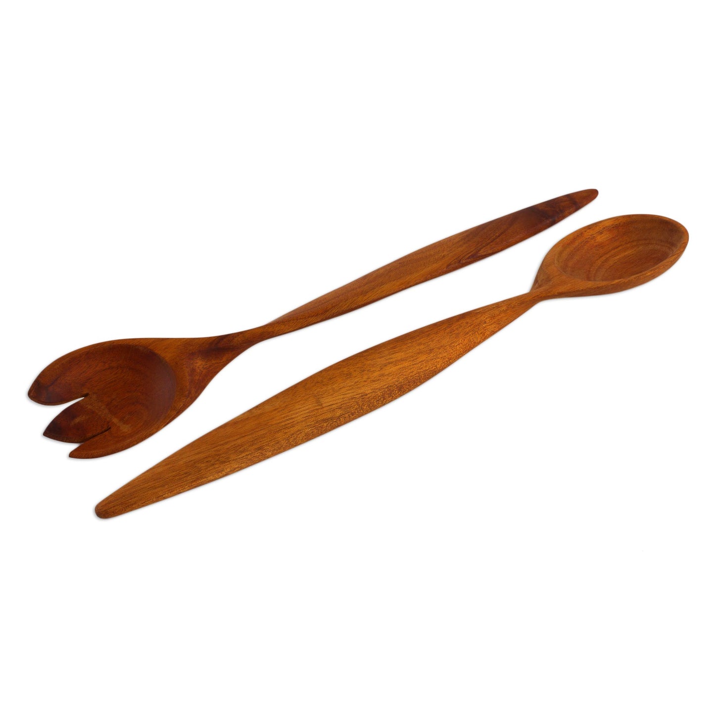 Twist of Nature Handcrafted Caoba Wood Salad Servers from Nicaragua