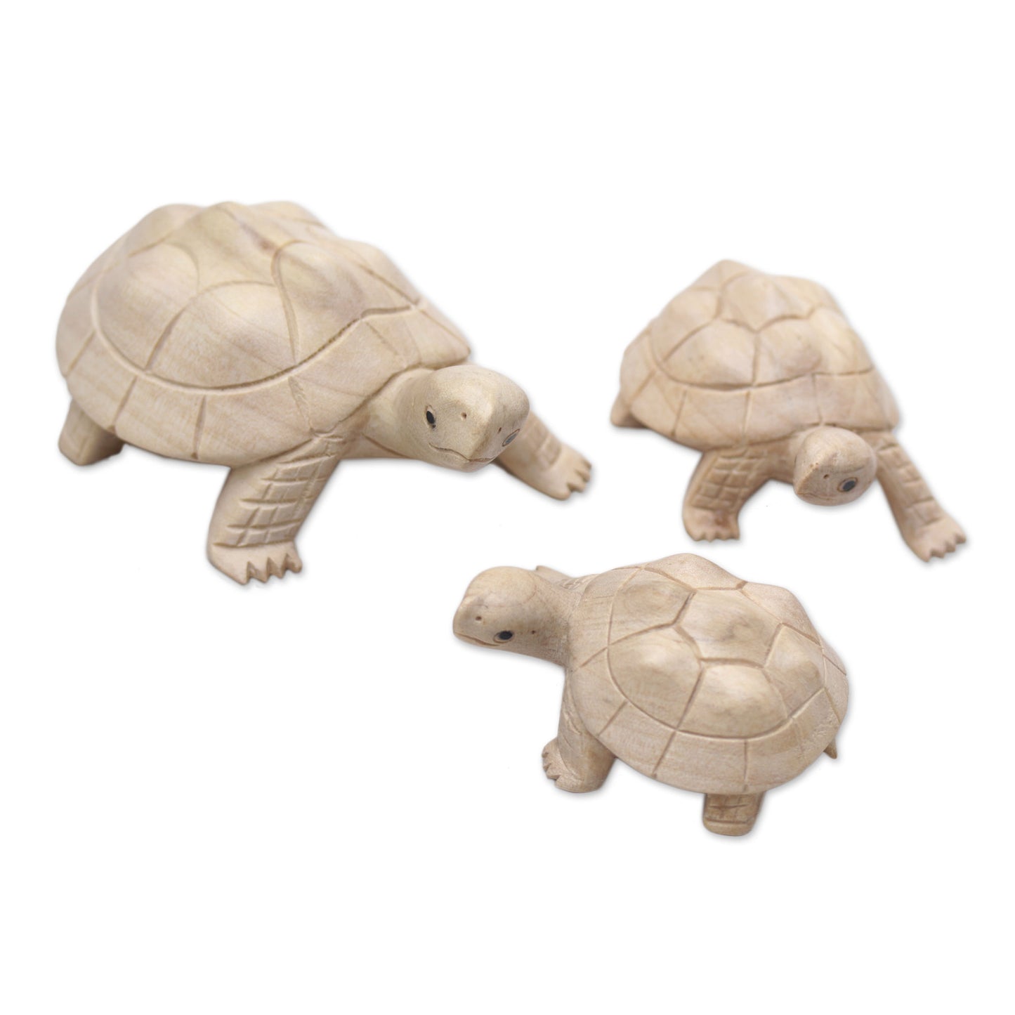 Terrapin Trio Three Hand Carved Terrapin Turtle Wood Statuettes from Bali
