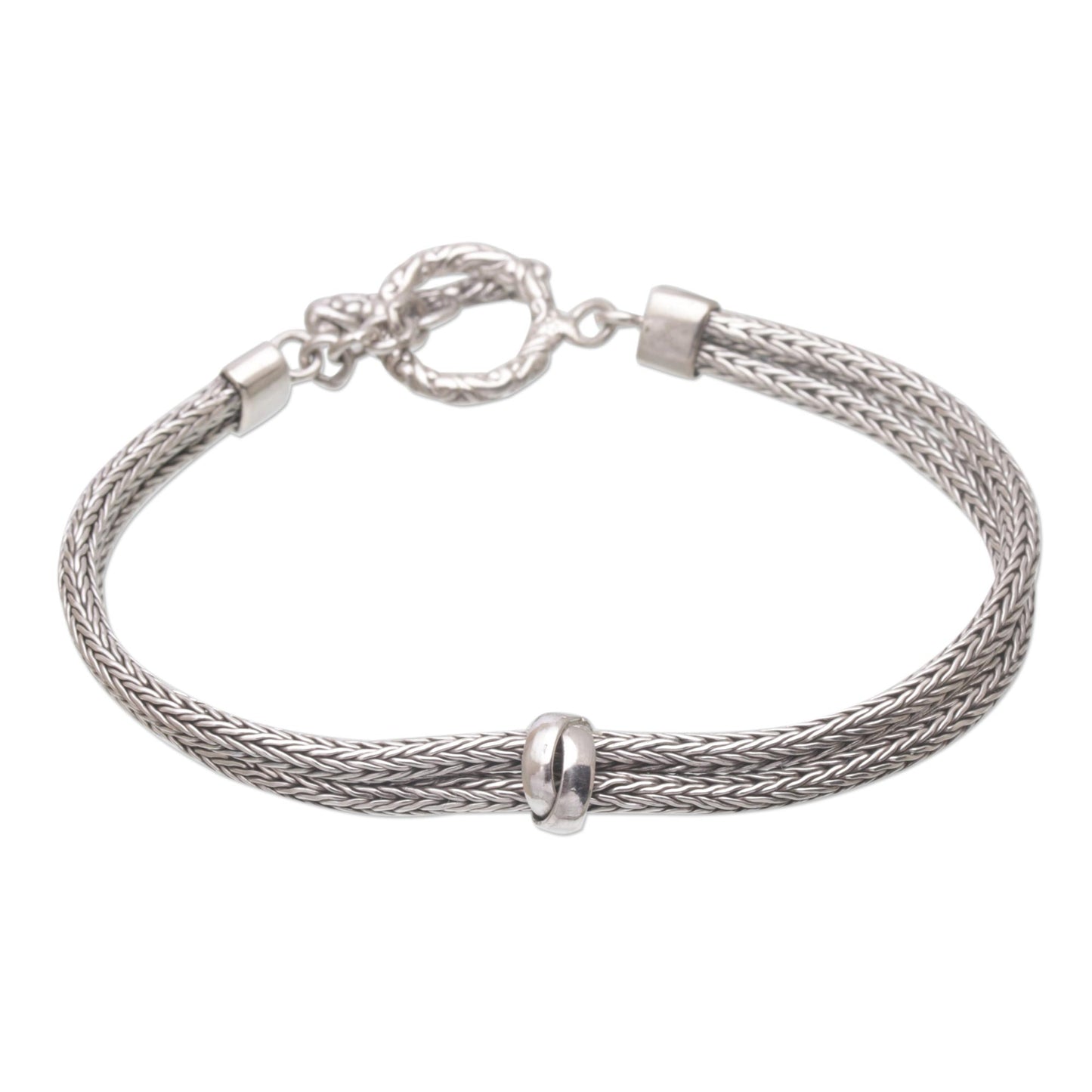 Without End Sterling Silver Double Strand Chain Bracelet from Bali