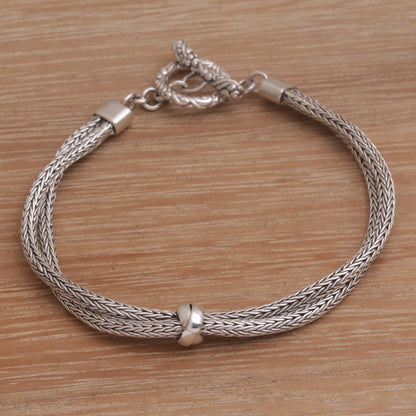 Without End Sterling Silver Double Strand Chain Bracelet from Bali