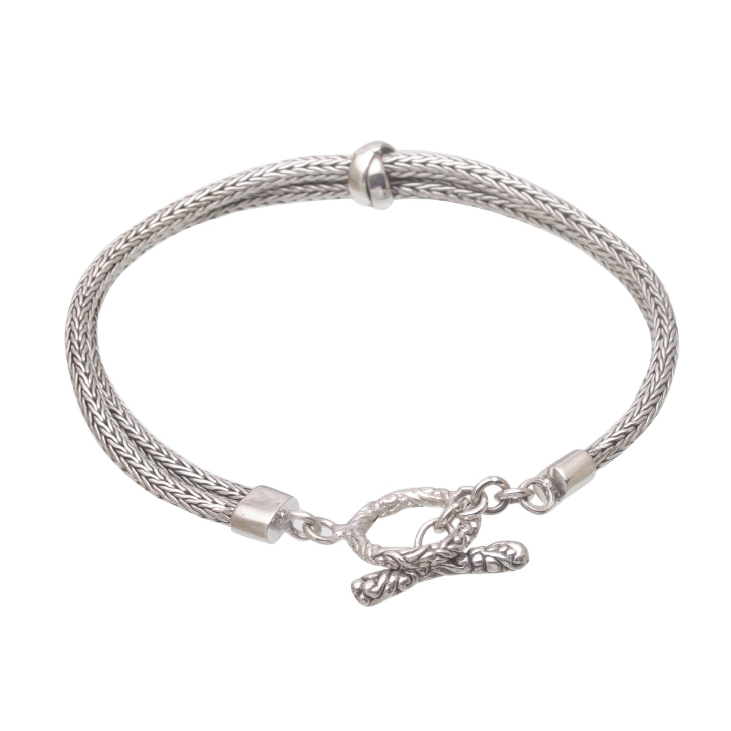 Without End Sterling Silver Double Strand Chain Bracelet from Bali