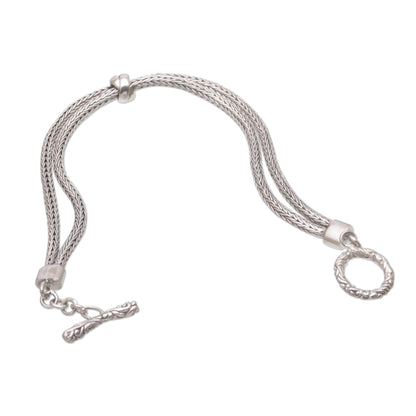 Without End Sterling Silver Double Strand Chain Bracelet from Bali