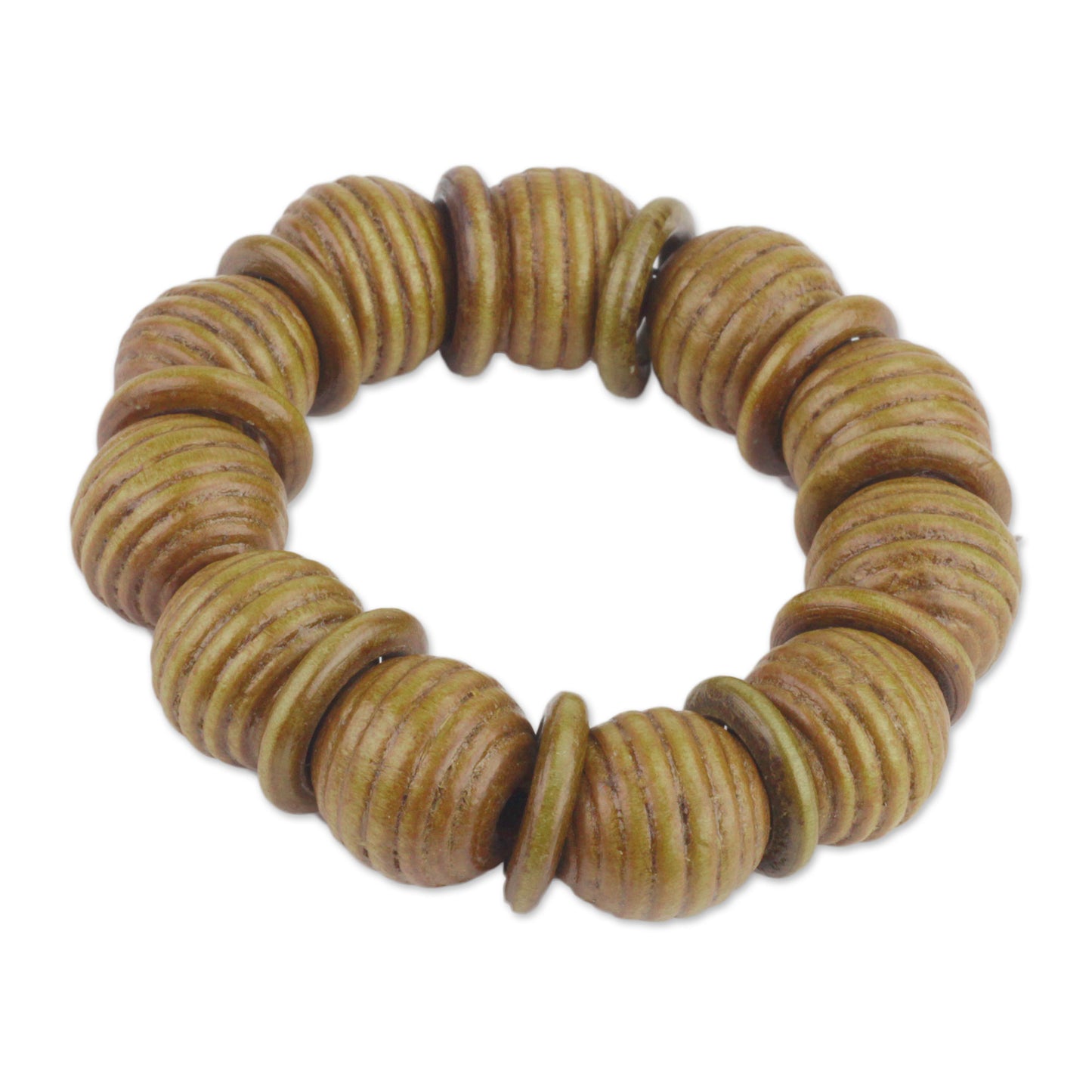 Royal Rings Brown Sese Wood Beaded Stretch Bracelet from Ghana