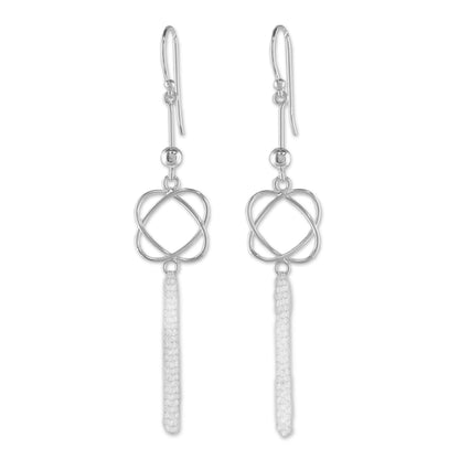 Shimmering Tassels 925 Sterling Silver Chain Tassel Dangle Earrings