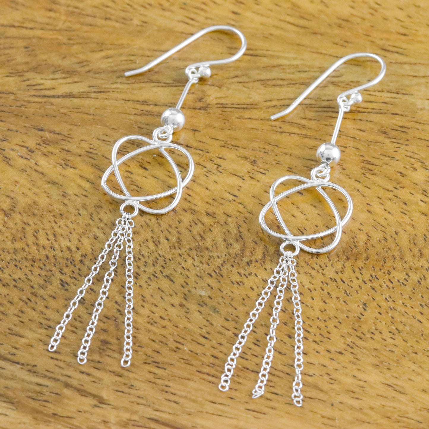 Shimmering Tassels 925 Sterling Silver Chain Tassel Dangle Earrings