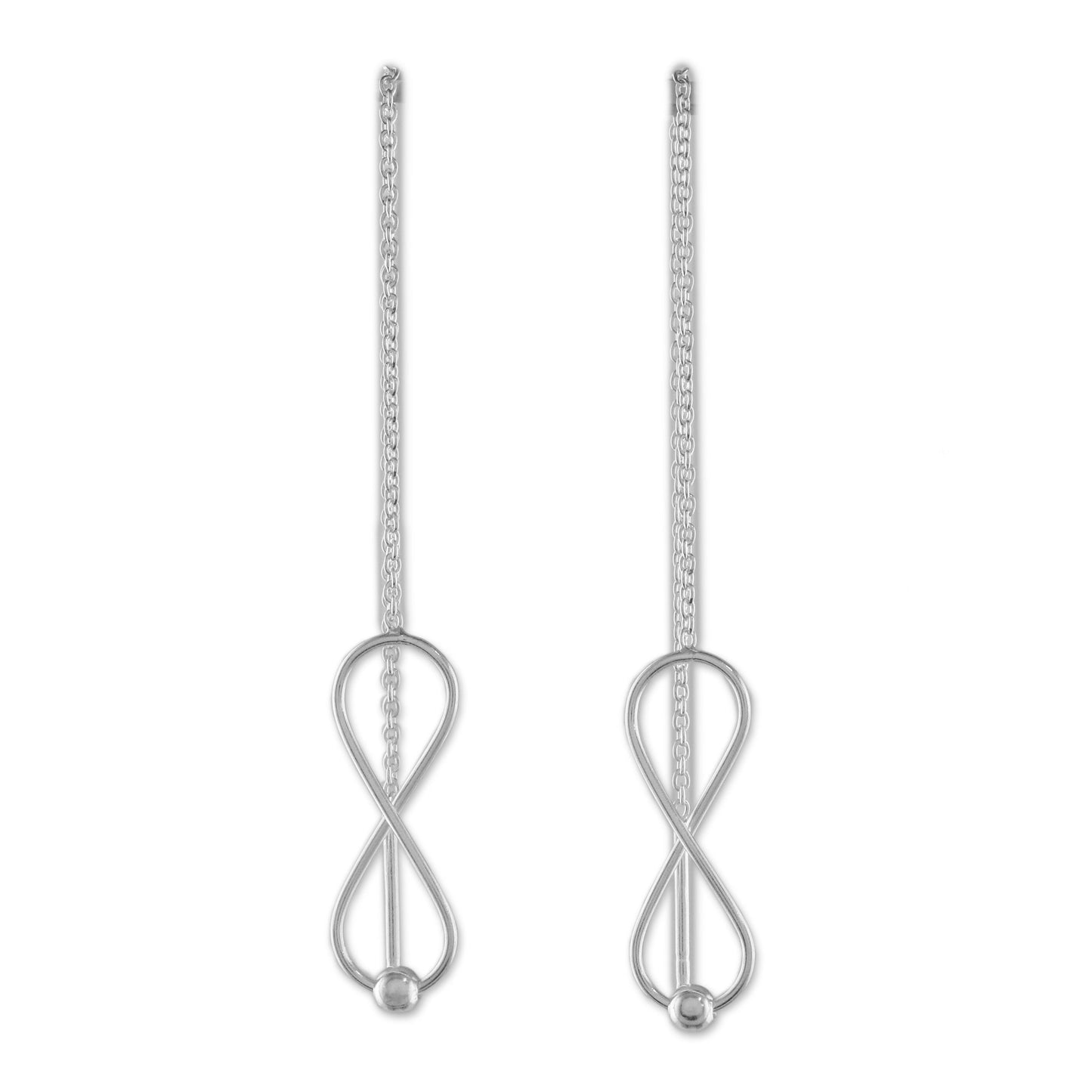 Infinite Motion Sterling Silver Infinity Symbol Threader Earrings