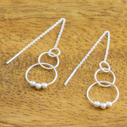 Cascading Circles Sterling Silver Cascading Circles Threader Earrings