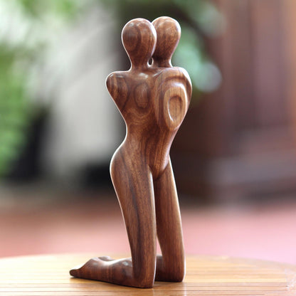 Love in Love Artisan Crafted Romantic Wood Sculpture