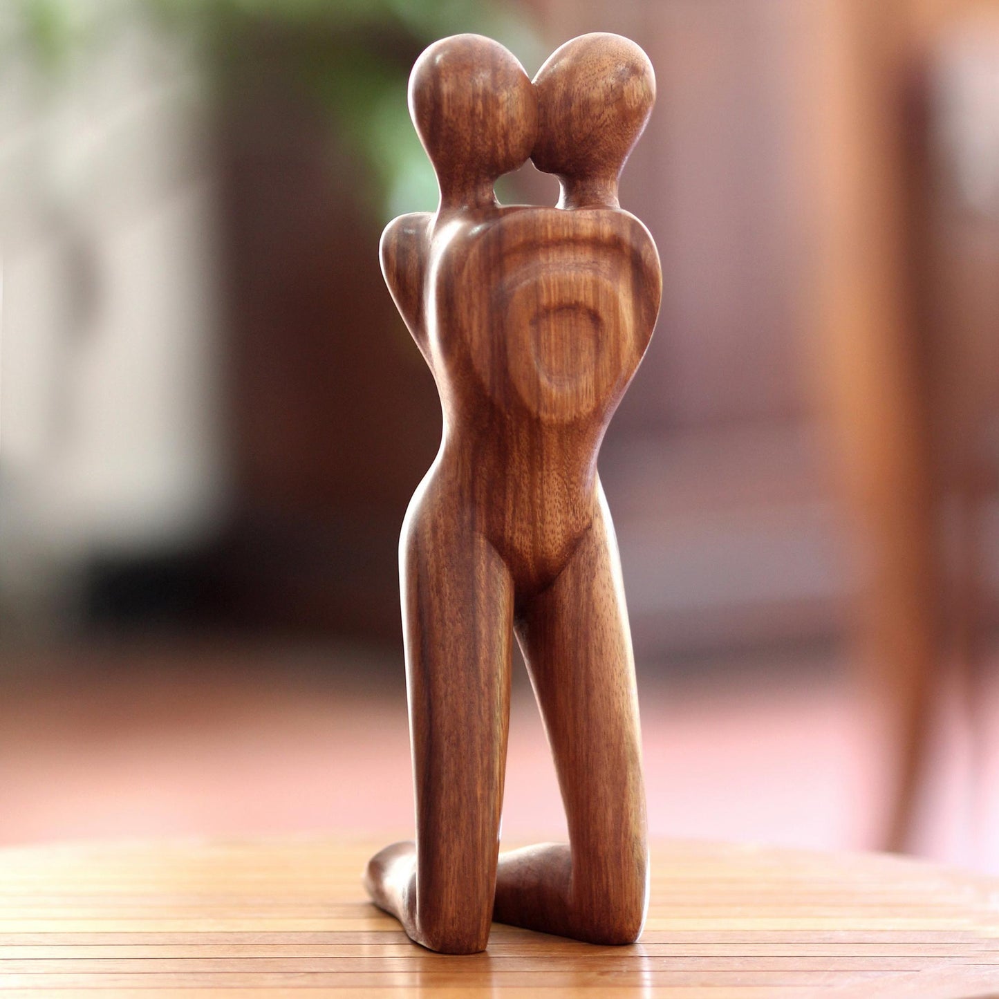 Love in Love Artisan Crafted Romantic Wood Sculpture