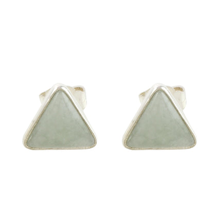 Triangle Allure Jade and Sterling Silver Triangle Stud Earrings