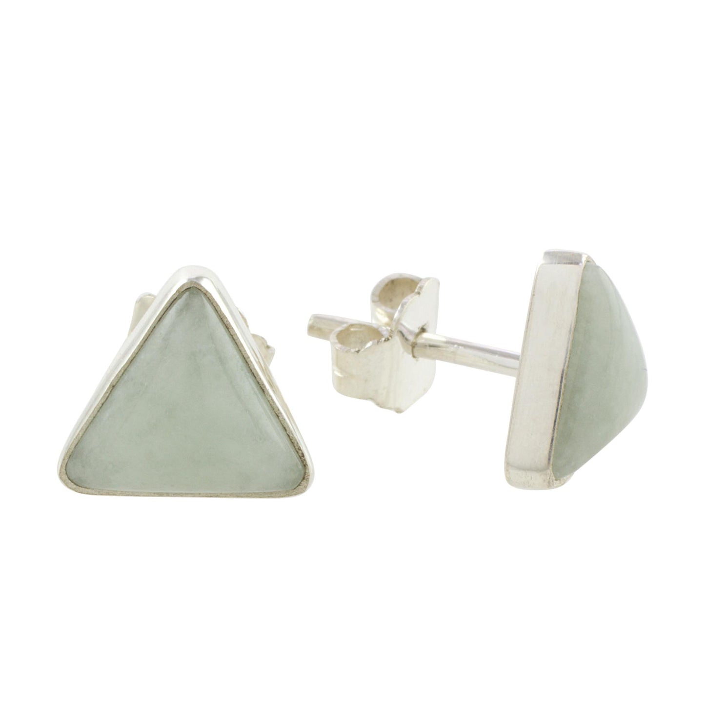 Triangle Allure Jade and Sterling Silver Triangle Stud Earrings