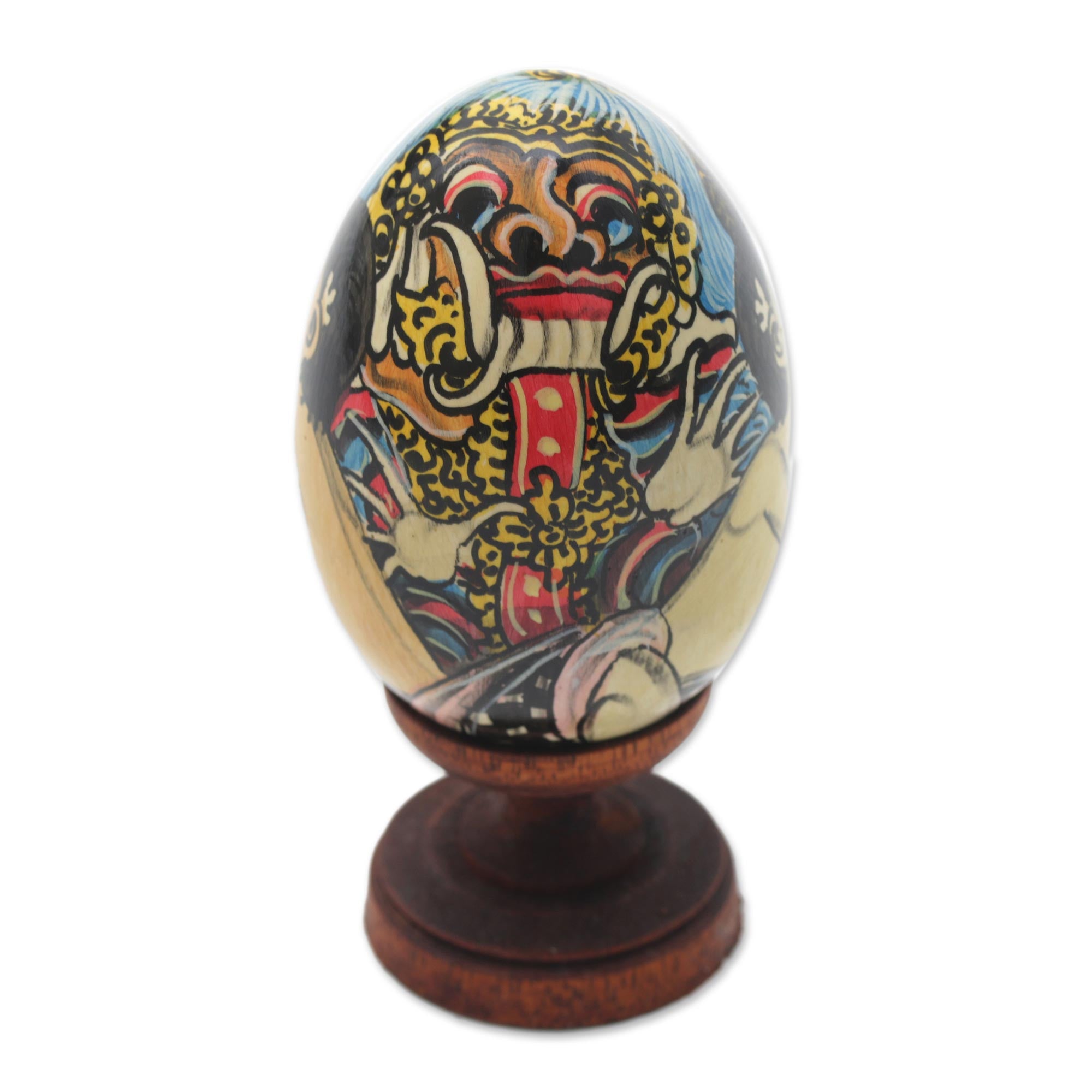 NOVICA Calon Arang Egg-Shaped Albesia Wood Witch Sculpture from