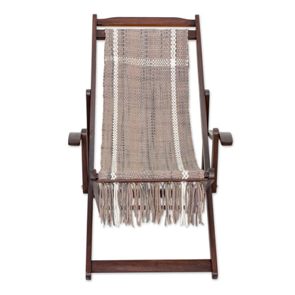 Seaside Adjustable Frame Beige Recycled Cotton Blend Hammock Chair