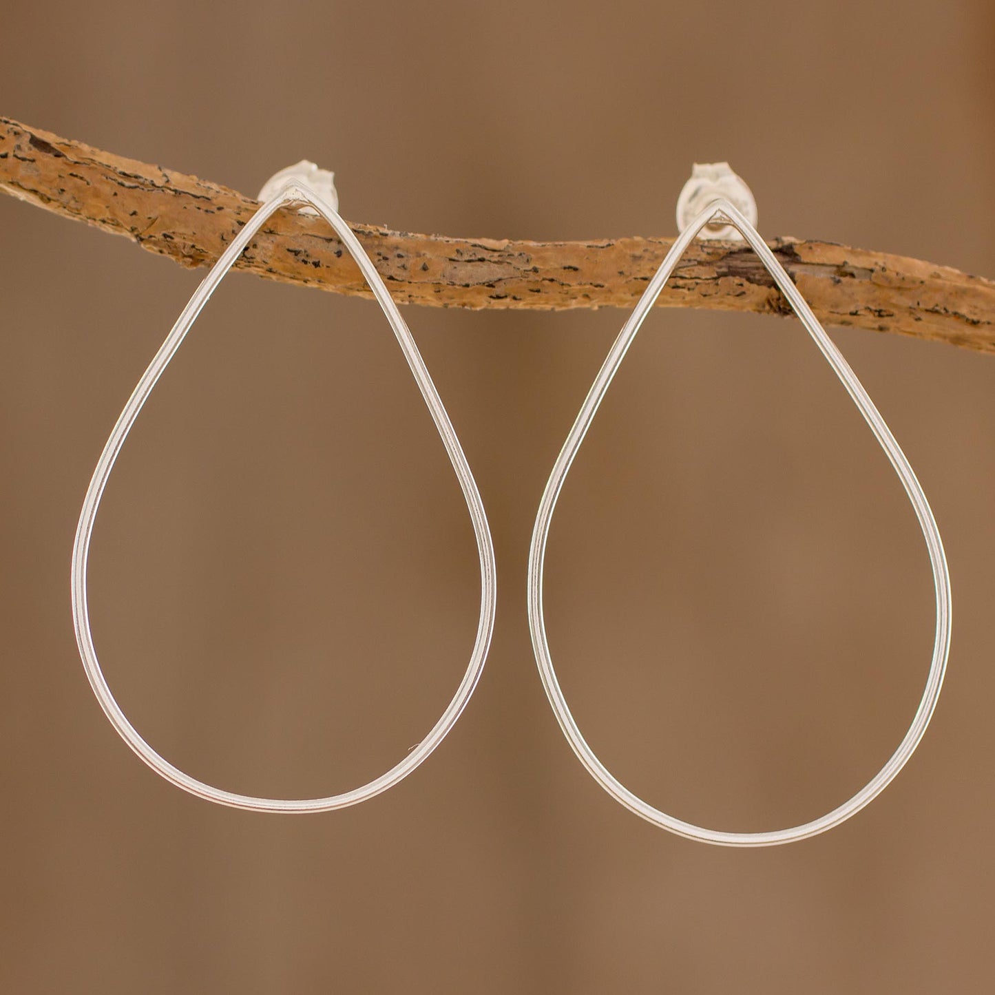 Hollow Tears Handcrafted Open Teardrop Sterling Silver Drop Earrings