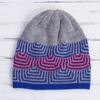 Quechua Style Reversible 100% Alpaca Hat in Royal Blue from Peru