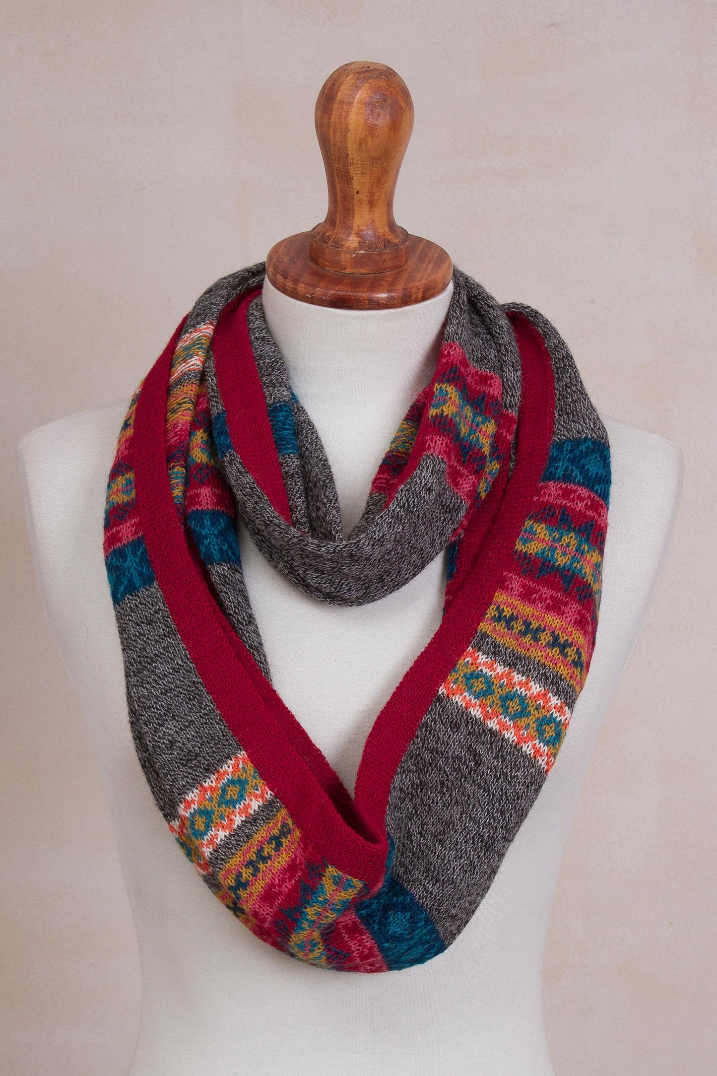 Multicolored Inca Multicolored 100% Alpaca Neck Warmer from Peru