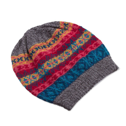 Multicolored Inca Multicolored Knit 100% Alpaca Hat from Peru