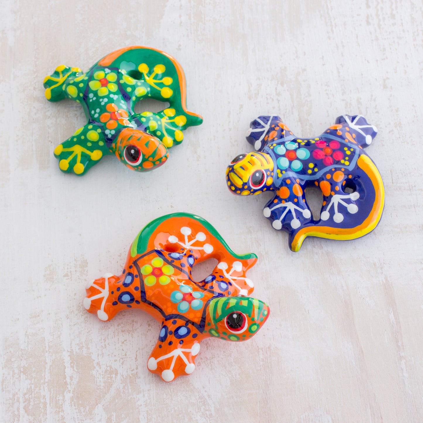 Sweet Salamanders Colorful Handpainted Ceramic Salamander Figurines (Set of 3)