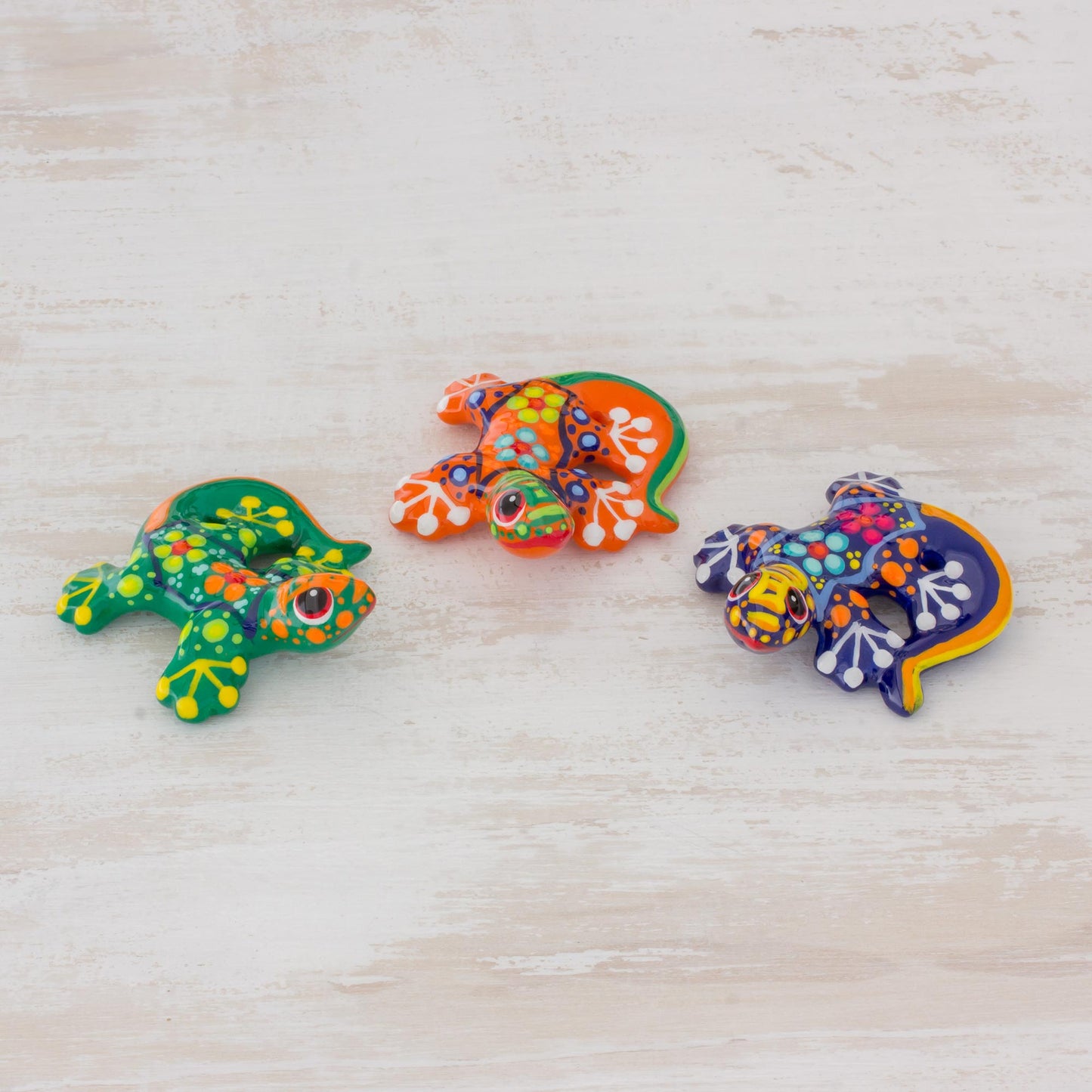 Sweet Salamanders Colorful Handpainted Ceramic Salamander Figurines (Set of 3)