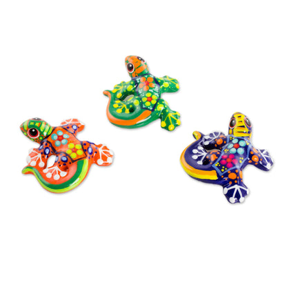 Sweet Salamanders Colorful Handpainted Ceramic Salamander Figurines (Set of 3)