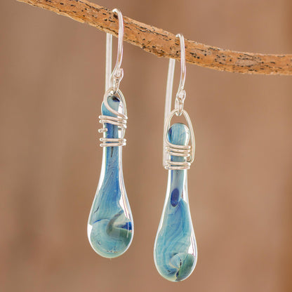 Crystalline Summer Handcrafted Glass Dangle Earrings from Costa Rica