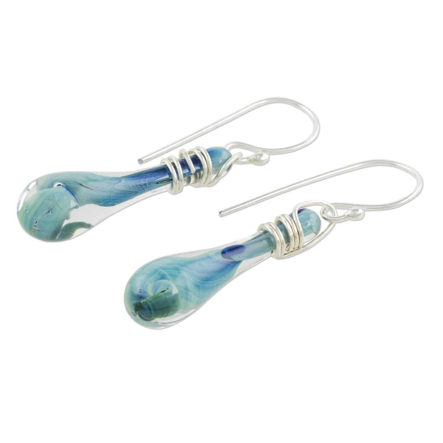 Crystalline Summer Handcrafted Glass Dangle Earrings from Costa Rica