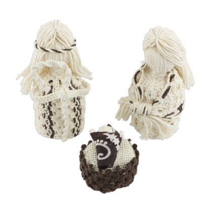 Hopeful Arrival 4-Piece Handcrafted Cotton Macramé Nativity Scene